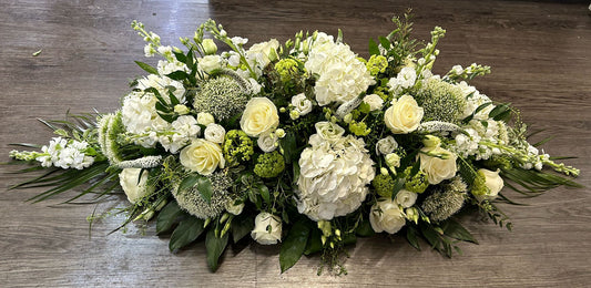 White Hydrangea Casket Spray